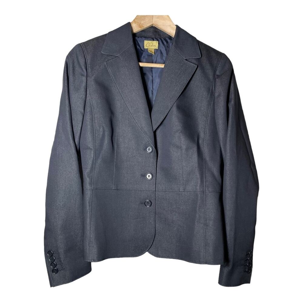 Caslon Classy Denim Look Blazer 4 Womens Business Casual Preppy